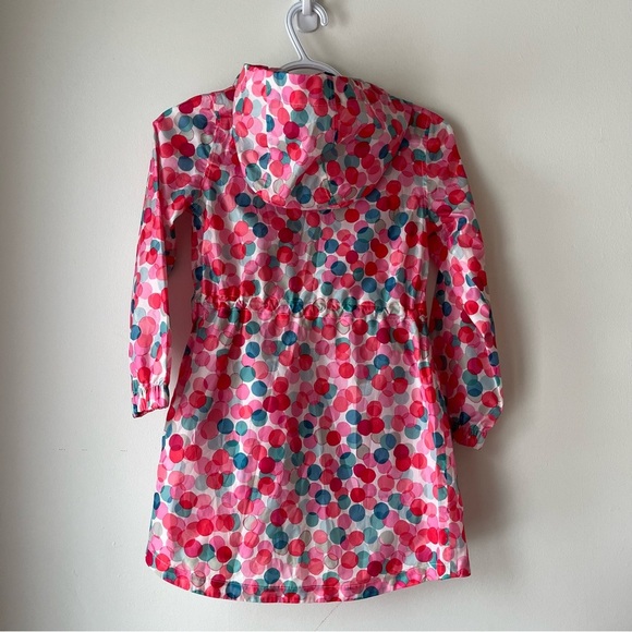 Joules girls 7-8 long cinch waist hooded rain jacket coat polka dot colourful - Picture 11 of 11